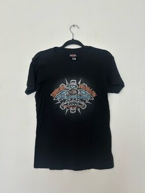 Harley-Davidson Black Short-Sleeve Tee with Eagle and Tribal Graphic